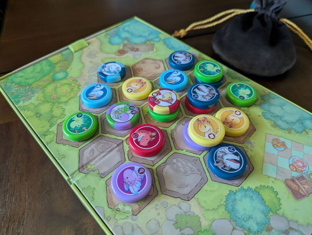 the board of Flamecraft Duals with several different dragon discs set up across it